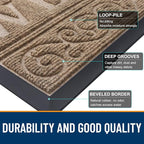 OLANLY Welcome Door Mat Indoor Outdoor Entrance, Heavy Duty Sturdy Front Door Mat, Waterproof All-Weather Doormat, Stain Resistant, Low Profile, Easy Clean Patio Entryway Mat, 29.5 x 17, Light Brown