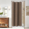 MitoVilla Brown 36 x 72 Boho Small Stall Shower Curtain, Narrow Polyester Linen Fabric Shower Curtains for Farmhouse Bathroom Decor, Half Size Cloth Shower Curtain Set with Hooks