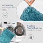 Walensee Non Slip Bath Mat (16 x 24, Teal) - Soft Microfiber Shaggy Mat, Water Absorbent, Machine Washable, Thick Plush for Shower