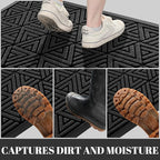 Yimobra Outdoor Mats for Front Door, Stops Mud & Dirt at Entrance, Fits Garage & Patio, All-Weather Waterproof Non Slip Outdoor Indoor Welcome Mat, 29.5x17 Black