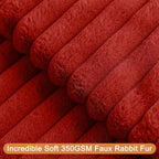 Christmas Red Faux Fur Plush Lumbar Throw Pillow Covers 12x20 Set of 2 Fuzzy Striped Soft Cozy Pillowcase Luxury Decorative Pillows Fluffy Cushion Covers for Couch Bed Living Room