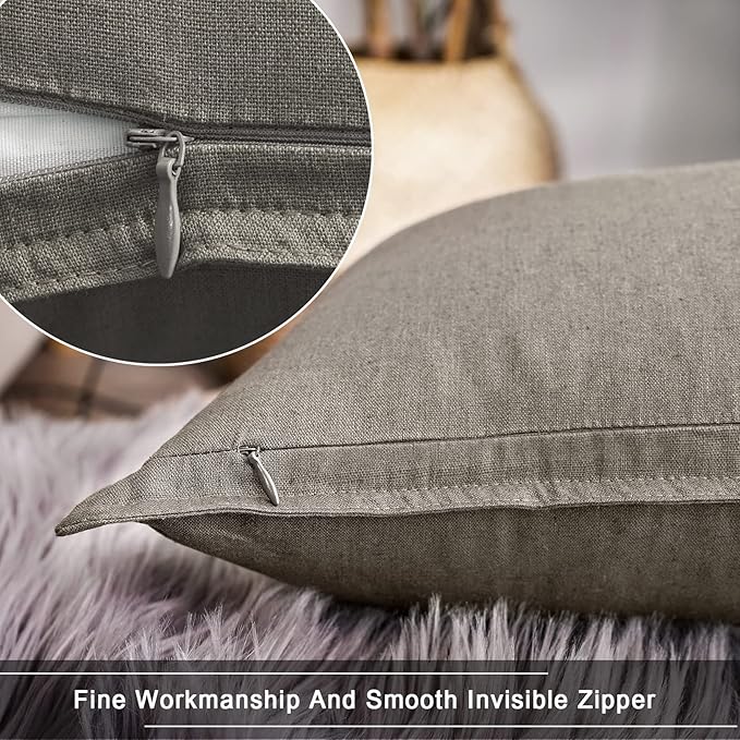 Jeanerlor Cotton Linen Decorative 12"x20" Lumbar Throw Pillow Case Cushion Cover with Twin Needles Stitch on Edge,for Wedding/Party/Gift/Car (30 x 50cm), Gray