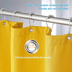AmazerBath Waffle Shower Curtain, Mustard Yellow Fabric Shower Curtain with Waffle Weave Heavy Duty Hotel Quality, 72 x 72 Inches