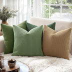 MIULEE Pack of 2 Pillow Covers Soft Soild Decorative Square Throw Pillow Covers Set Cushion Cases Pillowcases for Sofa Bedroom Car 24 x 24 Inch 60 x 60 Cm Sage Green