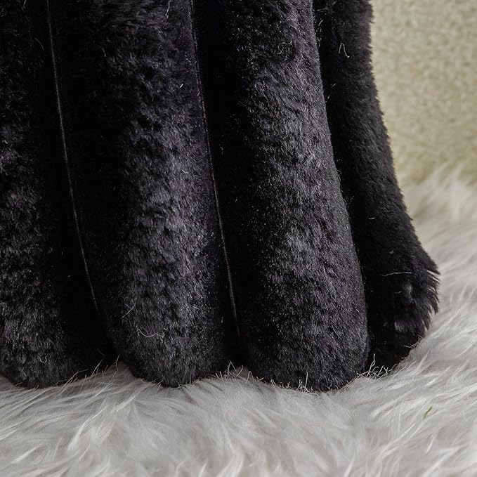 Neelvin Black Faux Fur Cozy Soft Striped Decorative Throw Pillow Covers 22x22 inch Set of 2,Velvet Pillowcase Cushion Case for Sofa Couch