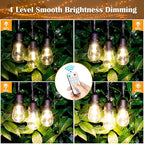 Mlambert 2 Pack Each 48FT 3-Color in 1 Solar String Lights Outdoor, Dimmable Patio Lights with Remote, 30+5 Waterproof LED Bulbs for Cafe Bistro Yard