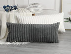 PANOD Faux Fur Decorative Lumbar Throw Pillow Covers 14 x 36,Plush Long Boho Lumbar Pillow Covers Pillow Case Cushion Case for Bed Sofa Farmhouse Livingroom,White