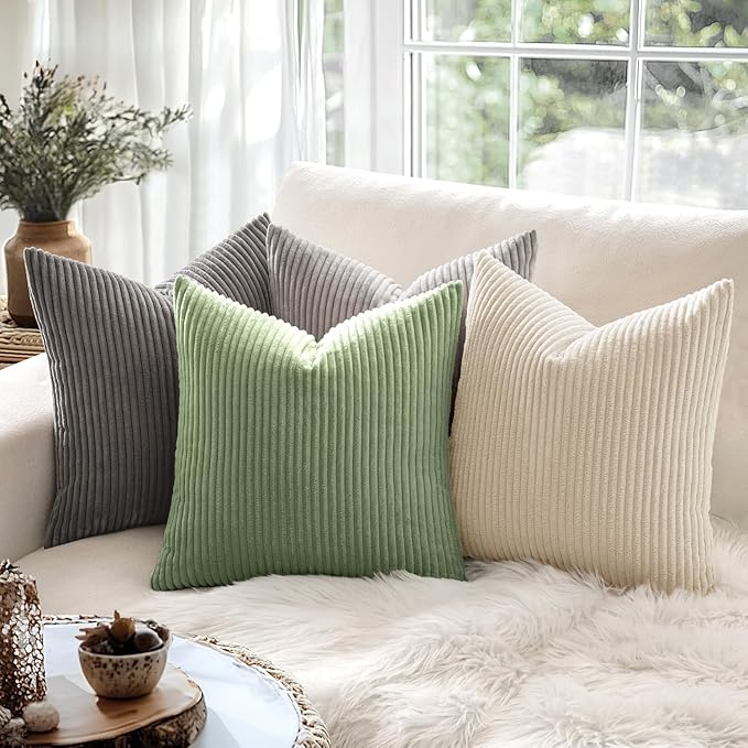 MIULEE Pack of 2 Pillow Covers Soft Soild Decorative Square Throw Pillow Covers Set Cushion Cases Pillowcases for Sofa Bedroom Car 18 x 18 Inch 45 x 45 Cm Sage Green