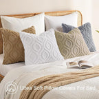decorUhome Throw Pillow Covers 24x24 Inch Set of 2, Soft Plush Decorative Faux Fur Light Brown Solid Couch Pillow Covers, Accent Farmhouse Neutral Square Euro Pillow Cases for Sofa Bed Living Room