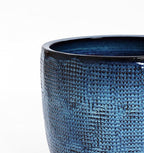 LuxenHome 15.5" Dia Large Ceramic Pots for Plants, Ocean Blue Glazed Planters for Outdoor Plants, Round Indoor Flower Pots with Drainage Hole and Rubber Plug for Home Garden Patio