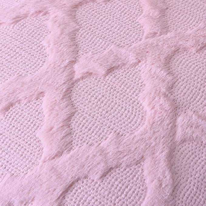 Set of 2 Soft Moroccan Throw Pillow Covers 12x20 Inch Plush Boho Decorative Pillow Cover Accent Cushion Case for Couch Sofa Bed, Light Pink