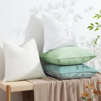 decorUhome Couch Throw Pillow Covers 24x24 Set of 2, Decorative Soft Euro Neutral Chenille Pillow Covers with Elegant Design for Sofa Bed Living Room Home Decor, Cream White