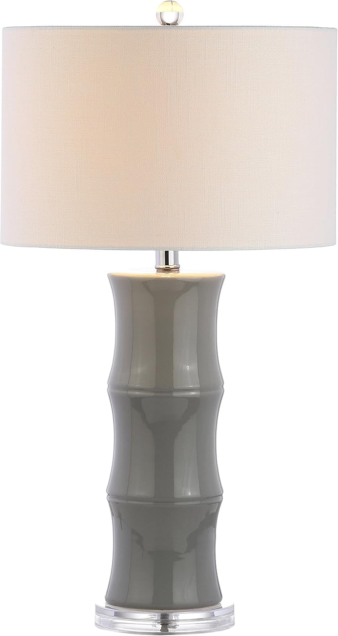 JONATHAN Y JYL3015B Tiki 26.5" Ceramic LED Table Lamp Contemporary Traditional Bedside Desk Nightstand Lamp for Bedroom Living Room Office College Bookcase LED Bulb Included, Gray