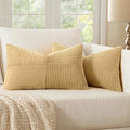 MIULEE Khaki Corduroy Pillow Covers Pack of 2 Boho Decorative Spliced Throw Pillow Covers Soft Solid Couch Pillowcases Cross Patchwork Textured Cushion Covers for Living Room Bed Sofa 12x20 inch