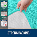 OLANLY Bathroom Rugs 47x20, Extra Soft Absorbent Chenille Bath Rugs, Rubber Backing Quick Dry, Machine Washable Bath Mats for Bathroom Floor, Tub and Shower, Home Decor Accessories, Teal