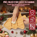 Christmas Serving Tray, Bamboo Christmas Tree Serving Platter with 3 Compartments, Charcuterie Board Serving Dishes 11.8" x 8.7" for Party Cookie Fruit Cheese