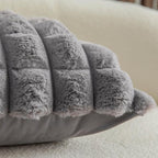 Neelvin Grey Faux Fur Cozy Soft Plaid Decorative Throw Pillow Covers 16x16 inch Set of 2,Velvet Pillowcase Cushion Case for Sofa Couch