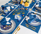 Solino Home Linen Indigo Blue Table Runner 156 Inches Long - 100% Pure Linen Extra Long Table Runner 14 x 156 Inch for Fall, Autumn - Classic Hemstitch
