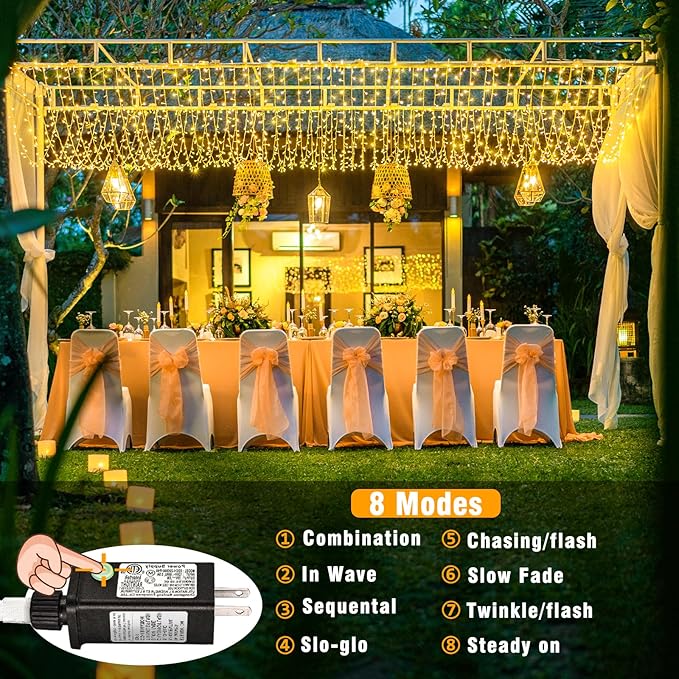 800 LED Christmas Lights Outdoor Indoor, Warm White Christmas Lights 8 Modes Clear Wire Waterproof, Plug in Twinkle Fairy String Light for Xmas Tree Wedding Bedroom Decorations