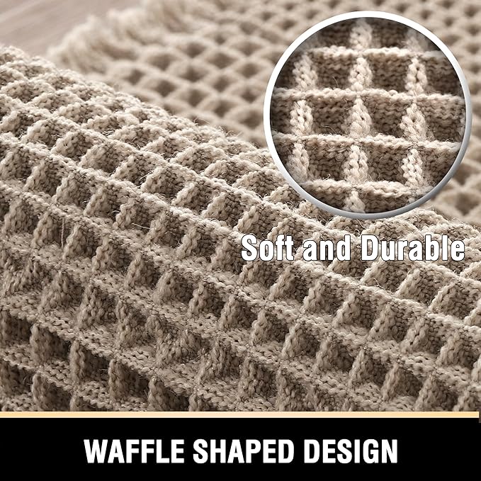 H.VERSAILTEX Upgraded Waffle Runner Rug Super Absorbent Bathroom Mats Non Slip Bath Rugs for Bathroom Floor Machine Washable Dry Fast Bathroom Rugs for Beside Tub, 24" x 72", Irish Cream
