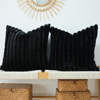 JOJUSIS Pack of 2 Faux Fur Plush Decorative Throw Pillow Covers Couch Cushion Case Soft Pillowcases (Black, 20 x 20-Inch)
