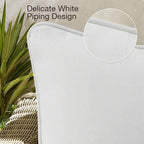 Decorative Outdoor Water Repellent Throw Pillows with Inserts, Set of 4, 20" x12" Pillows for Patio, Backyard, Bed, Couch, and Patio Furniture, Linen