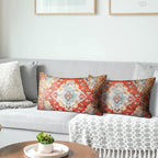 Snycler Boho Throw Pillow Covers 12x20 inch Set of 2 Boho Rug Carpet Double Sided Pattern Cotton Soft Pillow Case Cushion Cover Pillowcase for Couch Sofa Bed Decorative (Orange)