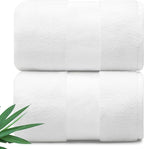 Ultra Soft & Plush Viscose from Bamboo Bath Sheets - 700 GSM Pack of 2 - Extra Large 70x35 in - Super Absorbent & Quick Drying (White)