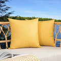 Kevin Textile Pack of 2 Decorative Outdoor Waterproof Pillow Covers Square Garden Checkered Cushion Sham Throw Pillowcase Shell for Patio Tent Couch 24x24 Inch Yellow