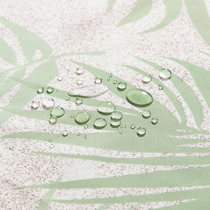 Fabric Shower Curtain, Sage Green and Brown Tropical Plant Leaf Print Shower Curtains for Bathroom, Waterproof Bathroom Curtains, 72" W x 72" H