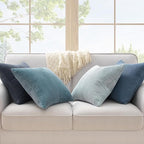Topfinel BlueGray Decorative Throw Pillow Covers 16x16 Inch Set of 4,Soft Accent Corduroy Striped Gradient Color Small Cushion Cover for Beach,Patio,Balcony,Couch Living Room,Summer Home Decor