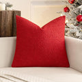 MIULEE Textured Boucle Throw Pillow Cover Christmas Red Accent Solid Eruo Sham Pillow Case Decorative Soft Pack of 1 Couch Cushion Chair Sofa Bedroom Livingroom Home Decor,24x24 Inch