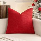 MIULEE Textured Boucle Throw Pillow Cover Christmas Red Accent Solid Eruo Sham Pillow Case Decorative Soft Pack of 1 Couch Cushion Chair Sofa Bedroom Livingroom Home Decor,24x24 Inch
