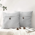 Phantoscope Pack of 2 Farmhouse Throw Pillow Covers Button Vintage Linen Solid Decorative Pillow Cover for Couch Bed and Chair Light Grey 22 x 22 inches 55 x 55 cm
