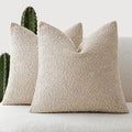 Foindtower Pack of 2 Textured Boucle Throw Pillow Covers Accent Solid Pillow Cases Cozy Soft Decorative Couch Cushion Case for Chair Sofa Bedroom Living Room Home Decor, 18 x 18 Inch,Oatmeal