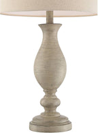 Regency Hill Serena Country Cottage Natural Traditional Table Lamps 27.5" Tall Set of 2 Cream Beige Gray Faux Wood Oatmeal Drum Shade for Living Room Bedroom House Bedside Nightstand Home