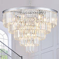 Large Crystal Chandeliers Modern Chrome 30” Chandelier for Foyer Staircase Luxury 5 Tiers 16 Lights K9 Ceiling Pendant Lighting Fixture for Living Room Dining Room Bedroom