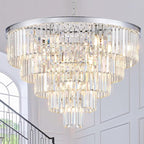 Large Crystal Chandeliers Modern Chrome 30” Chandelier for Foyer Staircase Luxury 5 Tiers 16 Lights K9 Ceiling Pendant Lighting Fixture for Living Room Dining Room Bedroom