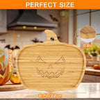 WILLKOMMEN Halloween Serving Platter, Pumpkin Shaped Charcuterie Board, Bamboo Serving Tray 10" x 9" for Party Child Spooky Appetizer Board Serving Dish Plate for Cheese,Snacks,Candy,Cookies
