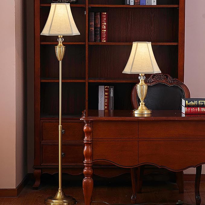 GO&SO Set of 2 Medium Lamp Shades Beige Oatmeal,Square Cut Comer Lamoshade for Floor and Table Lamps,6.5x13.2x10.6".Natural Linen, Traditional Shade for Bedroom Easy Assembly Required (2 Pack)