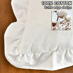 AmHoo Pack of 2 Throw Pillow Covers 100% Cotton Pre Washed Ruffle Decorative Pillowcase Cushion for Couch Sofa Bedroom 20 x 20-Inch Cream White