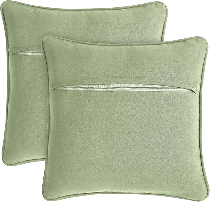 Boho Living Jada 2 Pc Decorative Throw Pillow Covers, Pillow Insert not Included, Premium Woven Design, Living Room Décor, (2) 20" x 20", Sage Green