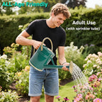 1 Gallon Galvanized Metal Watering Can with Solid Brass Sprout, Handle & Base Trim - Genuine Forged Copper Joints for Indoor/Outdoor Plants, Garden, Balcony for Kids and Adults (Emerald Brass)
