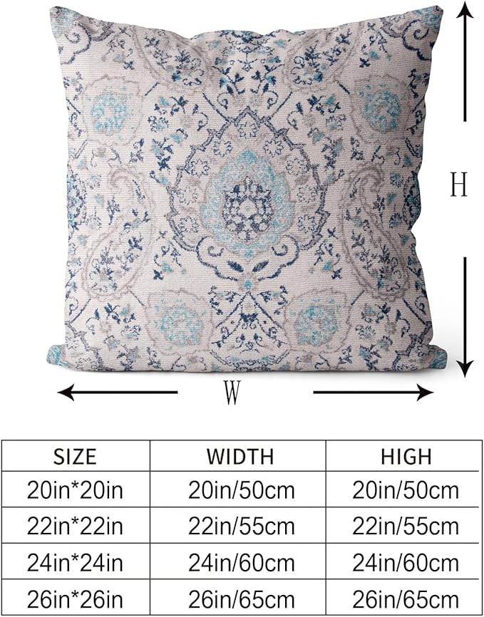 Snycler Boho Throw Pillow Covers 22x22 inch Set of 2 Terracotta Rust Blue Colored Throw Pillows Double Sided Boho Home Soft Decor for Bedroom Living Room Couch & Sofa (No Inserts)