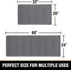 H.VERSAILTEX Waffle Bath Mat Super Absorbent Bathroom Mats Non Slip Bath Rugs for Bathroom Floor Machine Washable Ultra Soft Bathroom Rugs for Beside Tub, (32 x 20 Plus 24 x 60 - Inches, Grey)