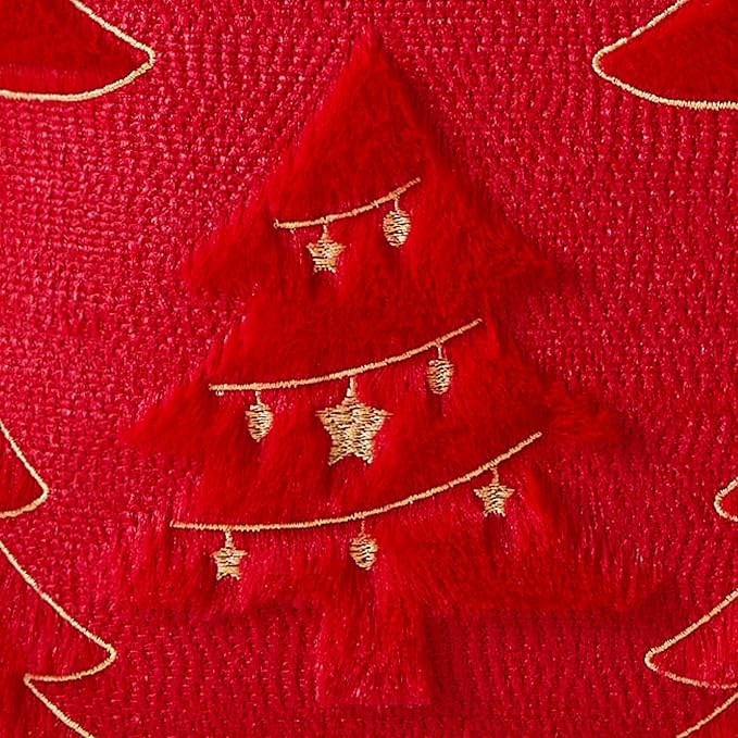 Christmas Pillow Covers 18x18 inch Set of 2 Soft Plush Faux Fur Christmas Decor Red Xmax Tree Yellow Colored Lights Decoration Throw Pillow Case for Winter Holiday Sofa Living Room PT013B18