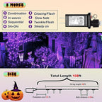 ILLUMINEW 300 Led Purple Outdoor String Lights, 108 Ft Halloween Decor with 8 Modes, Waterproof Plug in Fairy Lights for Bedroom Yard Wedding Room Decor