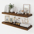 30 Inch Floating Shelves, 9.3" Deep Floating Shelf Wall Mounted, 30" Wall Shelves, Rustic Deep Bookshelf, Large Display Shelves & Storage Shelves for Bedroom, Living Room, Brown, Set of 2
