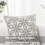 HWY 50 Grey Gray Decorative Throw Pillow Covers 18x18 Inch (1 Piece), Embroidered Cotton Farmhouse Cushion Cover Pillow Case for Sofa Couch Living Room Bed, Fashion Geometric