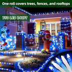 750 LED Chrstmas Lights, 240ft Outdoor Christmas String Lights with 12 Modes, Blue Cool White LED String Lights with Timer Dimmable Waterproof for Tree Fence Xmas Wedding Party Decor Blue & Cool White